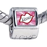 Gold Valentine's Day- Lip Kisses Photo Love European Charm Beads Bracelets Pandora Bead & Bracelet Compatible