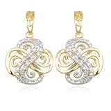 18k Gold Plated Sterling Silver Diamond-Accent Filigree Earrings
