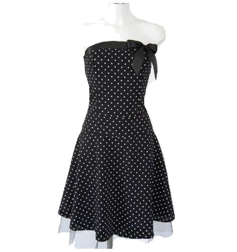 Produkt-Bild: Rockabilly kleid 50s Klein Polka Dot Schwarz Wei&szlig; Petticoat Cocktail Kleid. XS / S / M / L / XL
