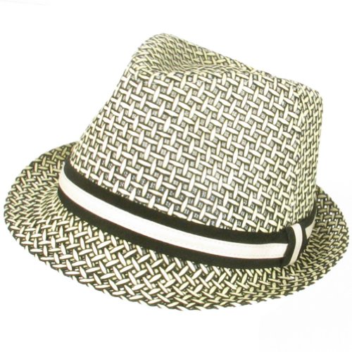 New Vented Weave Stingy Braid Fedora Trilby Hat Black - Medium