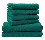 Produkt-Bild: 6 tlg. Handtuchset "Gallant"- petrol Qualit&auml;t 565 g/m&sup2;, 2 Badet&uuml;cher / Duscht&uuml;cher 70 x 140 cm und 4 Handt&uuml;cher 50 x 100 cm, 100 % Baumwolle