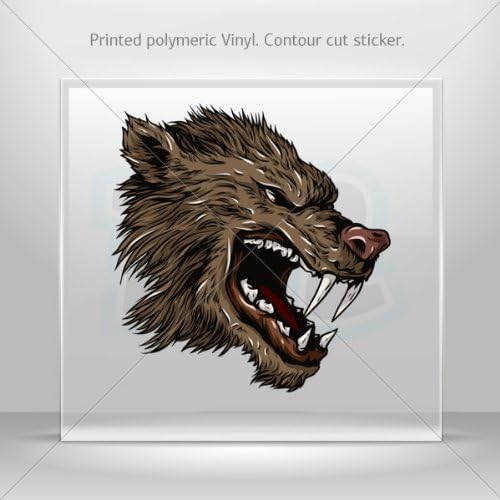 Stickers Decals Angry Wolf Head car helmet window Boat jet-ski Garage door 6 X 5.8 Inches Vinyl color print 0600 KR669