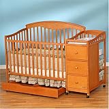 Christina 4-in-1 Convertible Crib n' Changer Combo in Honey Finish By Simplicity For Children