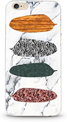 iPhone 6S / 6 Slim Protective Soft Flexi Crystal Clear Case (Marble Feathers)