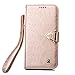 Ularmo S6 Edge Case, S6 Edge Cover, S6 Edge Wallet Cover, Luxury Leather Flip Stand Wallet Cover With Card Slot For Samsung Galaxy S6 Edge G9250 (rose gold)