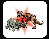 Decorated Mouse Pad with dinosaur, fighting, tyrannosaur, triceratops, battling