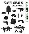 Navy Seals Gear Pack in Tank Green (12 Pieces) - LEGO Compatible Minifigure Pieces