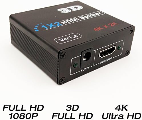 HDMI Splitter, Tricess (ver 1.4 certified for Ultra HD 4K x 2K, 3D, Full HD 1080P) 1-in-2-out Powered Amplifier HDMI Repeater Signal Distributor, HDCP 1.4 Protocol Compliant (1 hdmi to 2 hdmi)