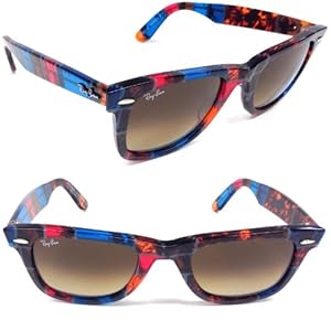 Ray Ban RB2140 Original Wayfarer Sunglasses,Havana Blue Orange Brown Red frame/Brown Gradient lens