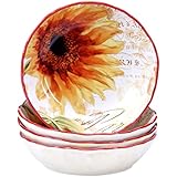 Certified International Paris Sunflower Soup/Pasta Bowl (Set of 4), 8", Multicolor
