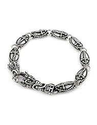 Twisted Blade Silver Large Oval Dagger Bracelet With Fancy Clasp 9 Inches