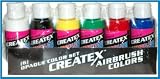 6 CREATEX Opaque PRIMARY COLORS SET-Airbrush Paint-Art
