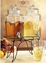 Home Essentials 1842 Del Sol Hammered Jug Beverage Dispenser With Rack, Set Of 2