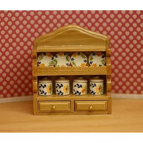 Kitchen Wall Shelf with Country Accessories Dollhouse Miniature