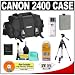 Canon 2400 Digital SLR Camera Case Gadget Bag + Tripod + LP-E5 Battery + Accessory Kit for EOS Rebel XS, XSi & T1i