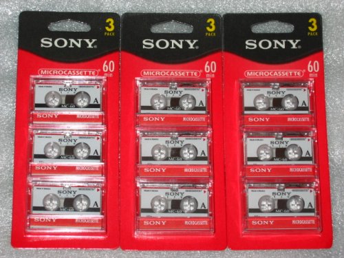 SONY (9-Pack) 60-Minute Microcassette Tapes 3MC60L