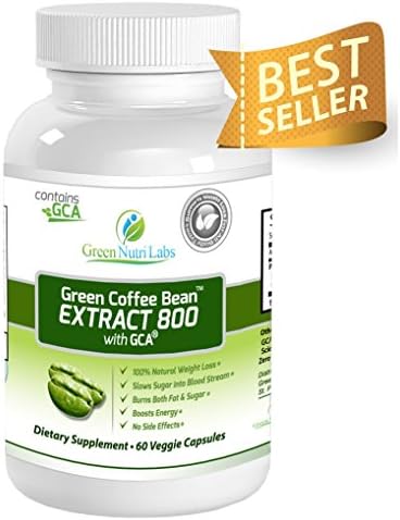 Pure Green Coffee Bean Extract 800mg with GCA® - Double Strength (50% Chlorogenic Acid &amp; Antioxidants) - Thirty (30) Days Supply - Premium Fat Burner and 100 % Natural Weight loss Supplement