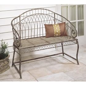 Rose Green Arch Back Iron Garden Bench: Patio, Lawn &amp; Garden