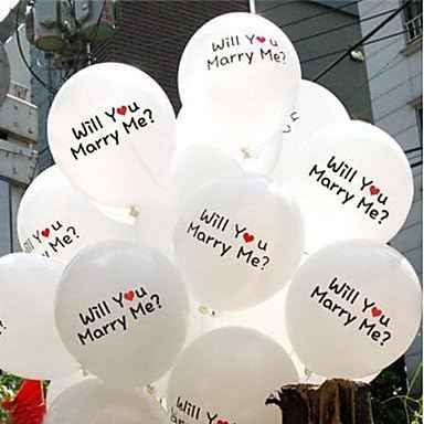 20 PCS 12" Balloons" Will you marry me" Natural Latex Sign for Party Decoration Wedding , White , 5g