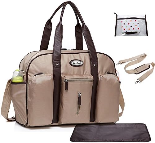 Mengma Mummy Daddy's Shoulder Bag Travel Bag Large Capacity khaki Synthetic Leathe