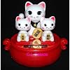 Maneki Neko Fortune Cat Lucky Cat Family White (Solar Powered)