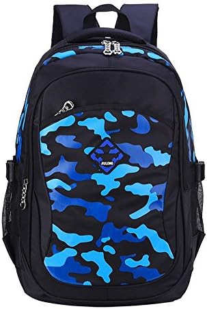 Literyou Personalized Camo Backpack for Elementary School Boys Bookbags for Kids Blue