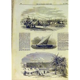 1853 Alexandria Harbour Nile Boat Egypt Troops Print
