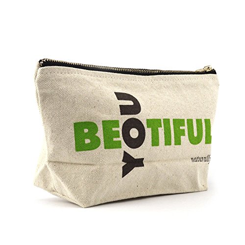 Makeup bag - extra large washable canvas cosmetics pouch with zip…