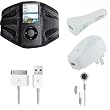 Apple iPod Nano 5G (Video Recorder) Black Mesh Neoprene Sports Armband w/ USB 2in1 Sync and Charging Data Cable, USB Car Charger, USB Wall / Travel Charger, & Earphone / Headphones