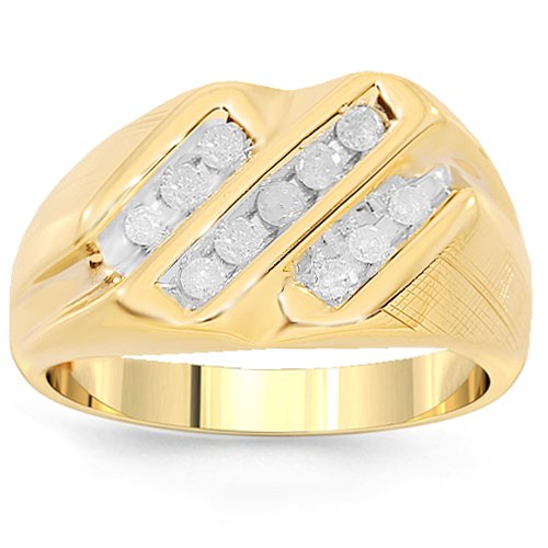 10K Yellow Gold Mens Diamond Pinky Ring 0.35 Ctw