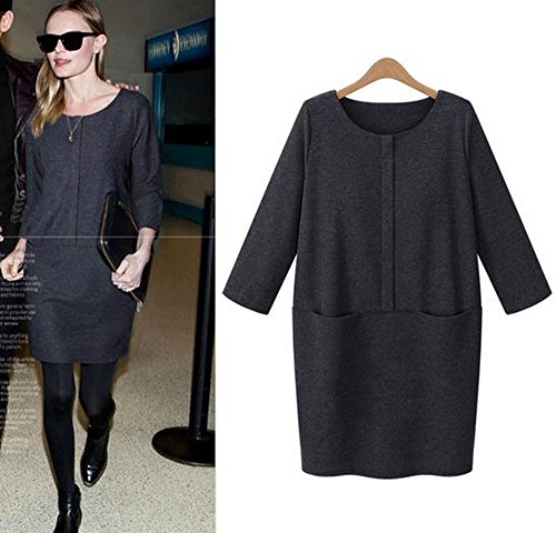 チュニック ワンピース チュニックワンピース 大きい サイズ シンプル セレカジ コクーン タイト ワンピ 七分 丈 トップス ママ コーデ 式 灰 (オリジナル・ブレスレットとサシェセット)