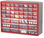 Akro Mils 10744 44 Drawer Hardware and Craft Cabinet, Red and Gray