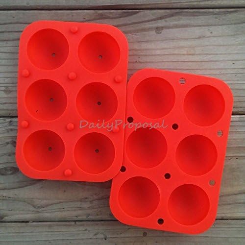 Daily Prposal USA 2" Round Sphere Pop 6 in 1 (12) 4" Sticks Silicone Mold Bakeware Cake Pastry Candy Popsicle Ice Cream Soap Making Bath Bomb