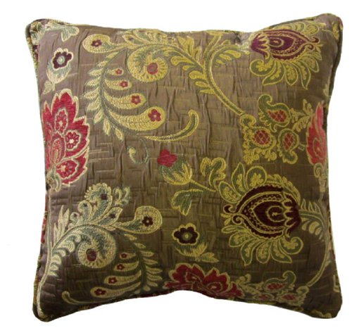26x26 Burgundy And Pink Floral Brocade Decorative Throw Pillow