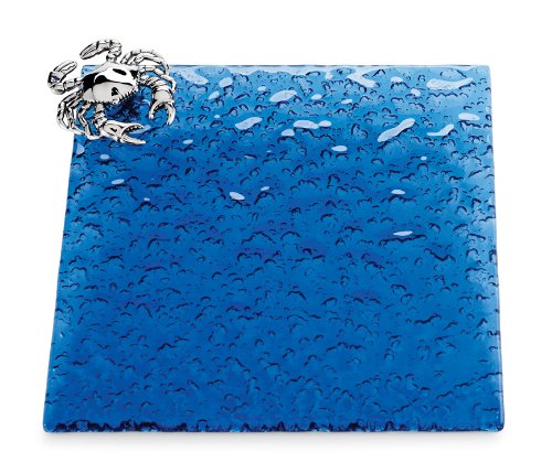 Mud Pie Crab Blue Glass Cutting Board, 8-1/2-Inch On Sale