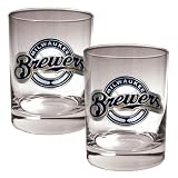 MLB Milwaukee Brewers Two Piece Rocks Glass Set - Primary Logo