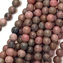 Rhodonite Pink Gem 6mm Round Beads / 15-16 Inch Strand