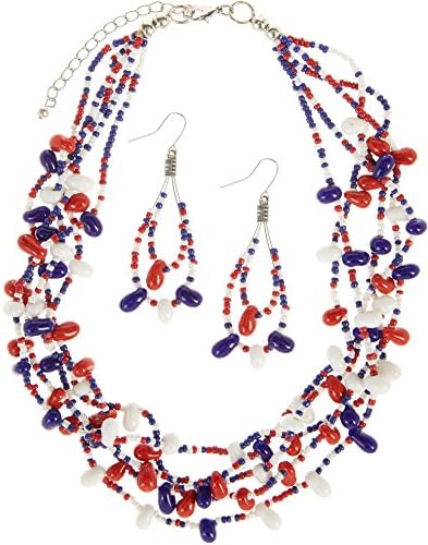 America The Beautiful Red White Blue Necklace Set One Size Red/white/blue
