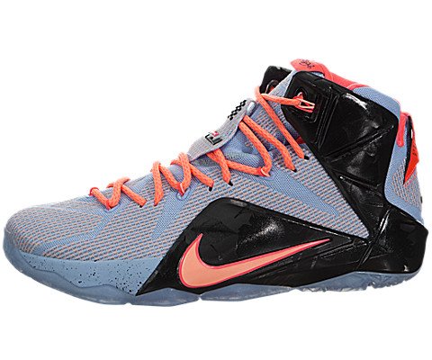 Nike Men's Lebron XII Aluminum/Sunset Glow/Ht Lv/Blk Basketball Shoe 9.5 Men US