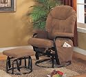 Microfiber Saddle Color Swivel Glider Recliner & Ottoman
