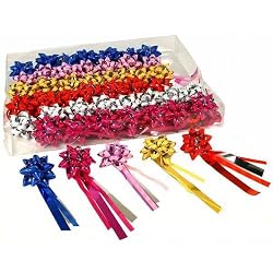 48 Gift Wrap Metallic Ribbon Bows Wrapping Paper 2"