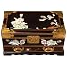Handmade Oriental Black Lacquer Mother Of Pearl Jewelry Box With Mirror & Felt Lining