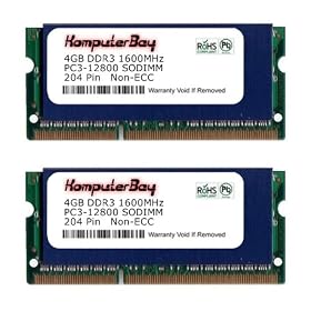 Komputerbay 8Go (2x 4Go) DDR3 PC3-12800 1600MHz CL 9 SODIMM m�moire d'ordinateur portable 204-Pin avec r�partiteurs de chaleur