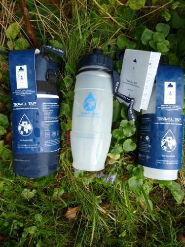 NEW 2013 Travel Tap ' Pull Top ' 800 ml pure water filter bottle with spare filter cartridge - 3200 litres