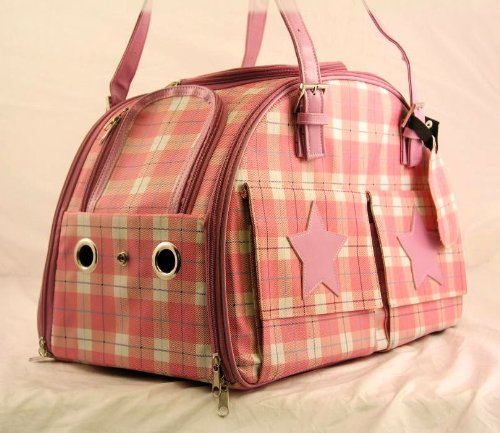 Pink Plaid Purse Style Regulation Pet Carrier