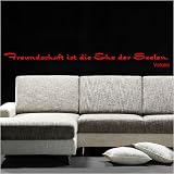 Klebebuchstaben Freundschaft ist die Ehe der Seelen. Voltaire 15 cm x 180 cm, weiß - ral 9003