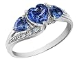Created Sapphire Heart Ring with Diamonds 1.73 Carat (ctw) in 10K White Gold