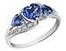 Created Sapphire Heart Ring with Diamonds 1.73 Carat (ctw) in 10K White Gold