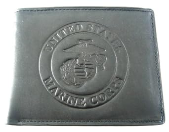 US Marines Black Cowhide Leather Billfold Wallet US Marines Black Cowhide Leather Billfold Wallet