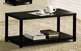 Coffee Table with Bottom Shelf in Black Finish